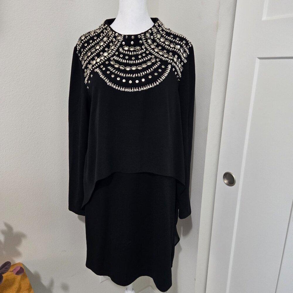 Aofuli Black Dress With Silver Stud Details - Sz XXL - LBD